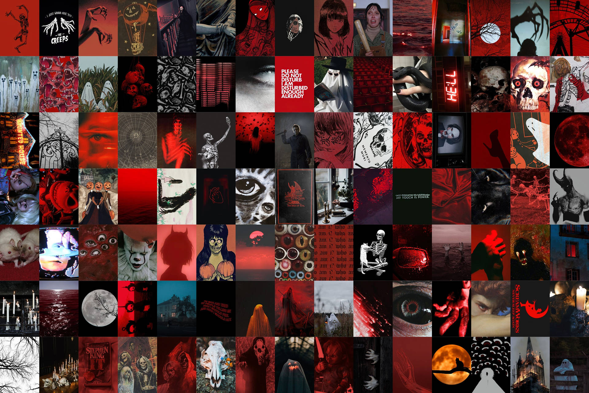 Red Halloween Grunge Collage Background