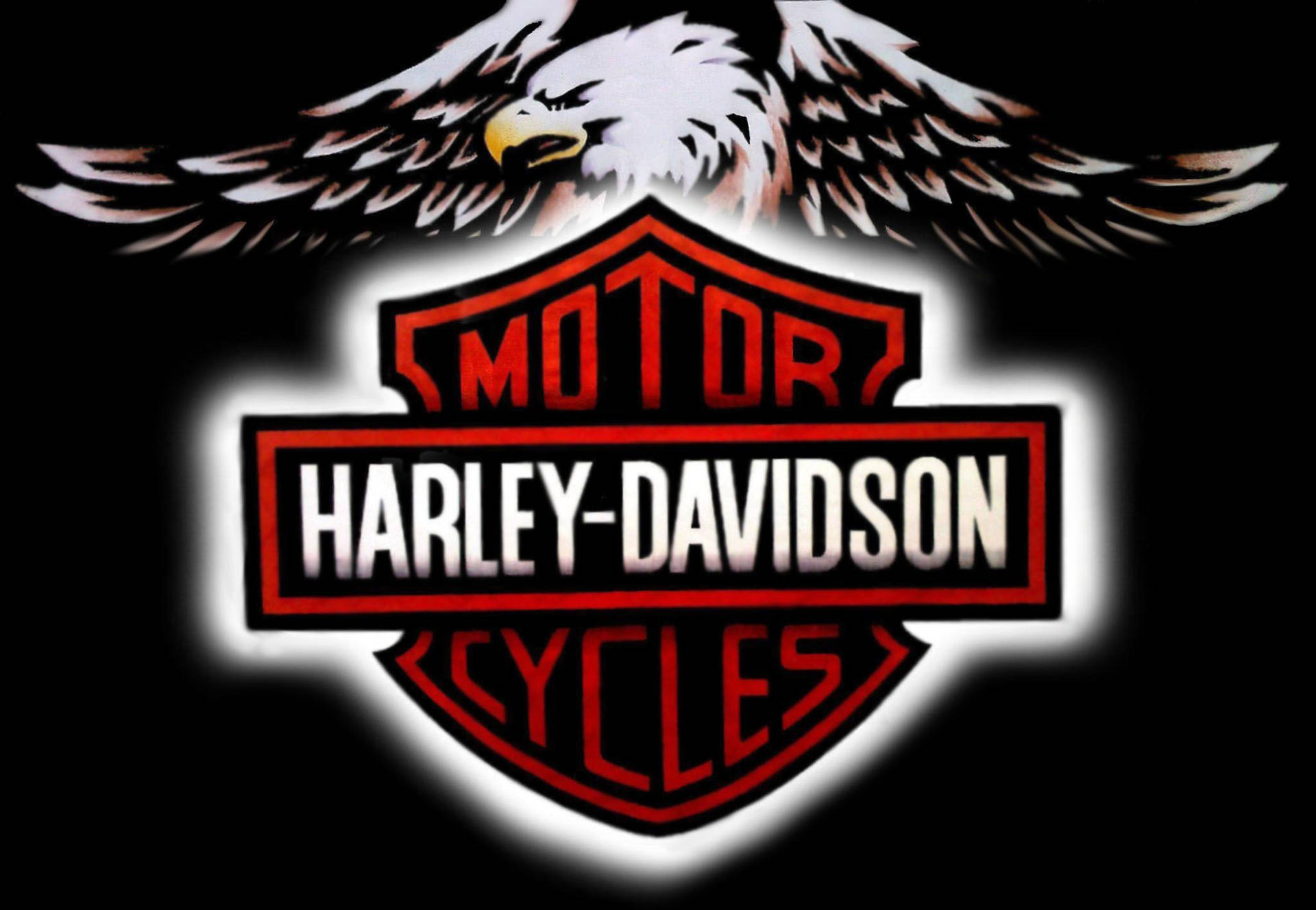 Red Harley Davidson Logo With Eagle Background