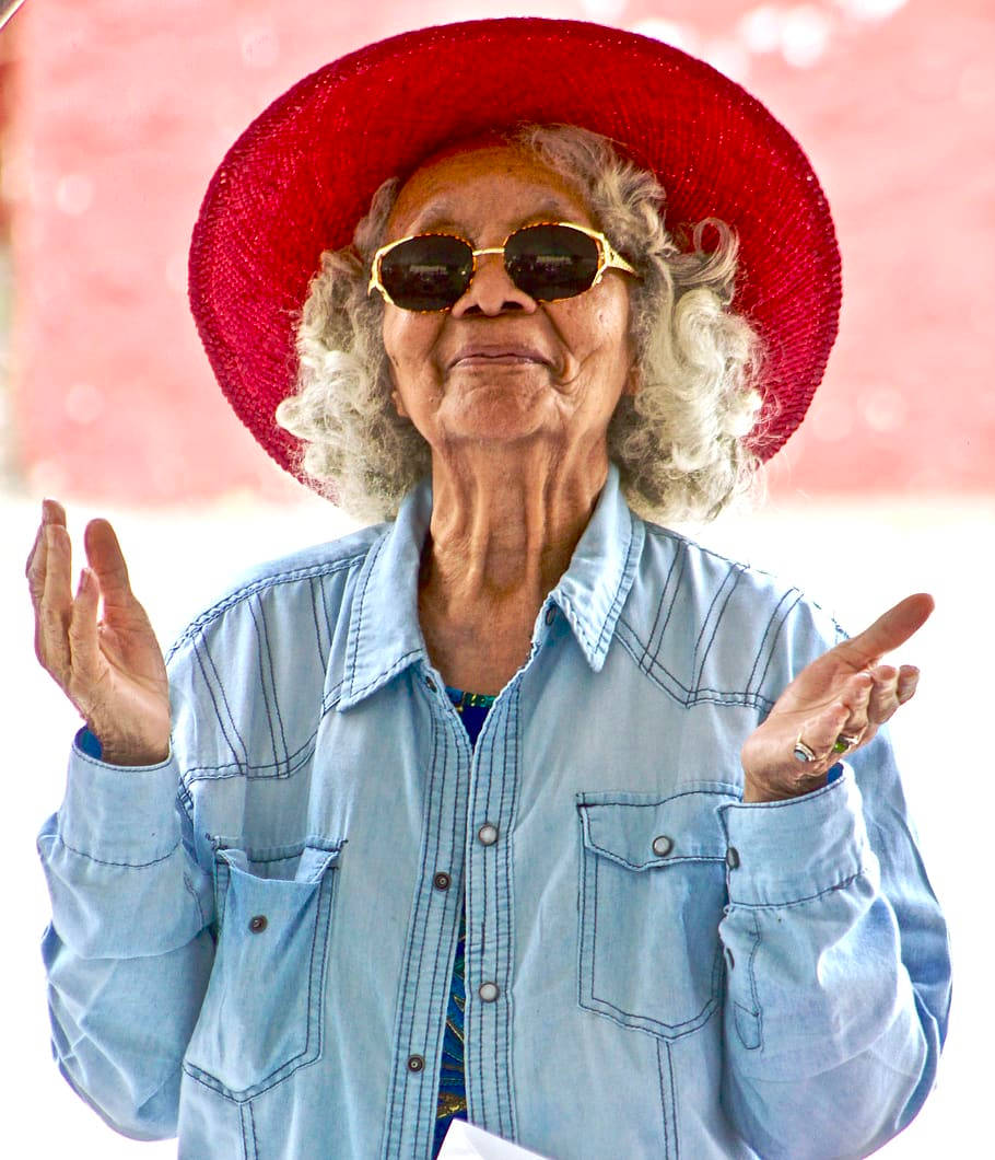 Red Hat Beautiful Older Woman