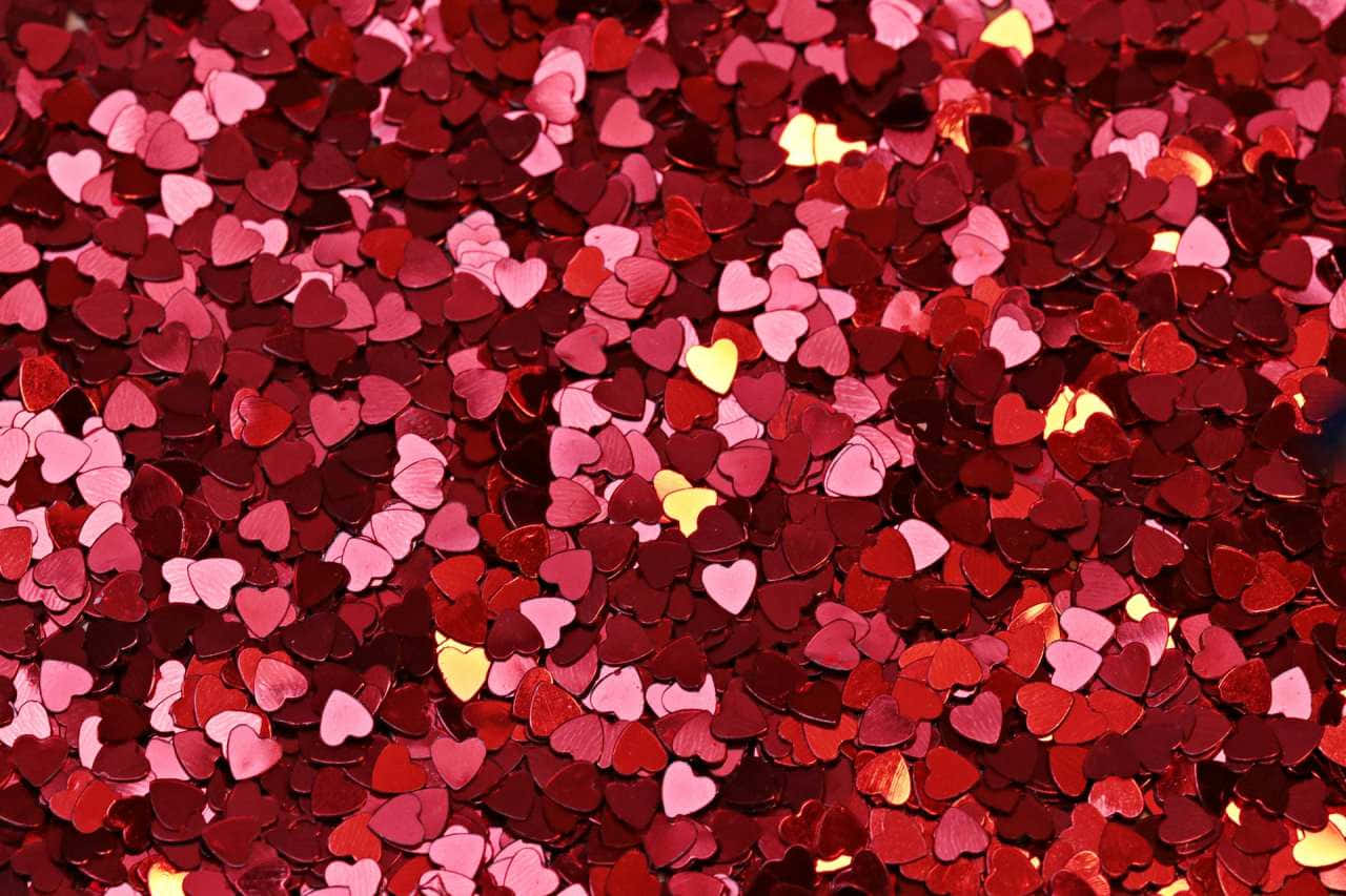 Red Heart Confetti Lovecore Texture Background