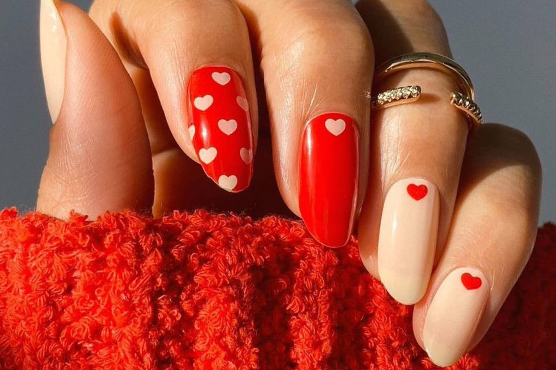 Red Heart Nail Polish Background