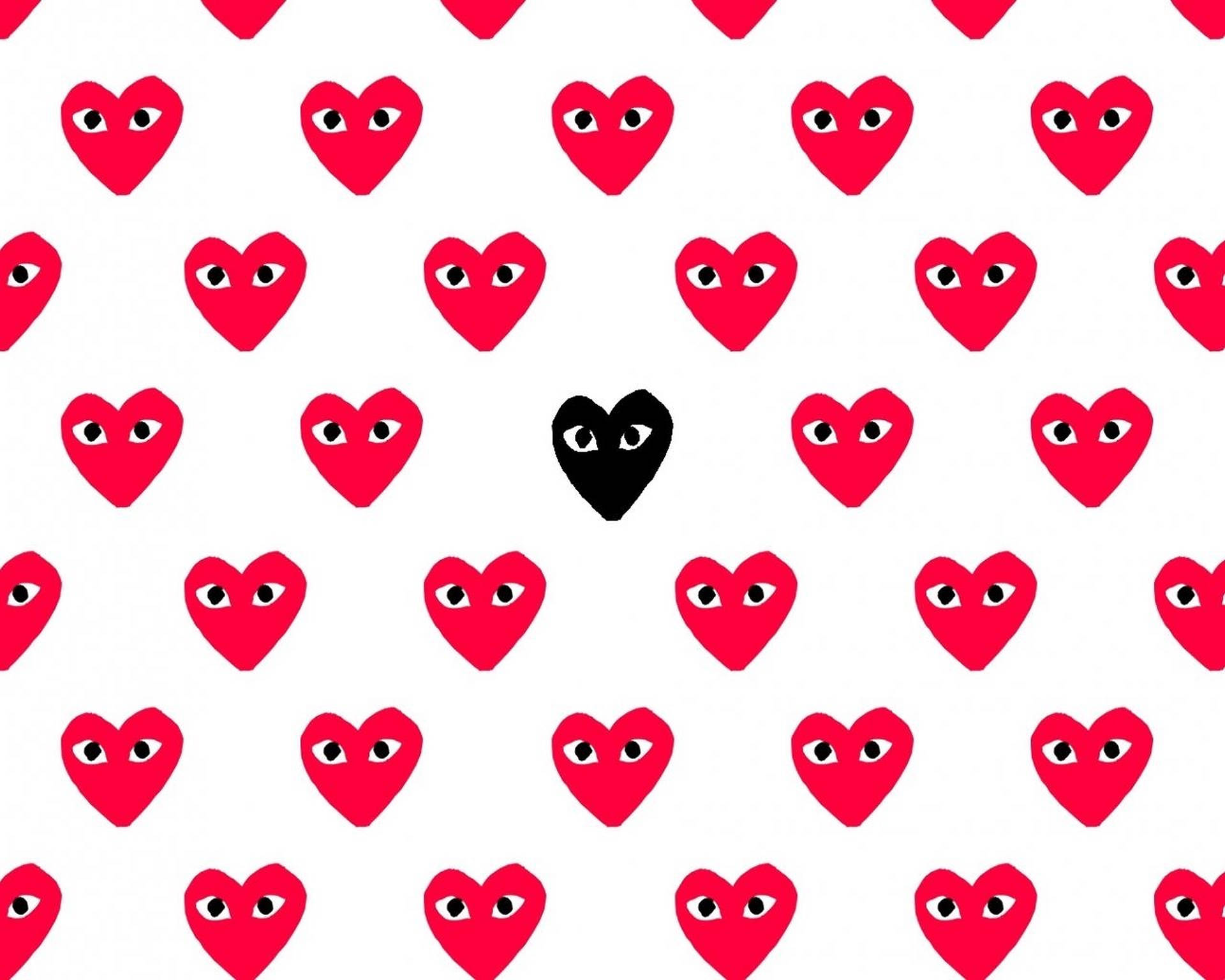 Red Heart Pattern Of Cdg Brand Background