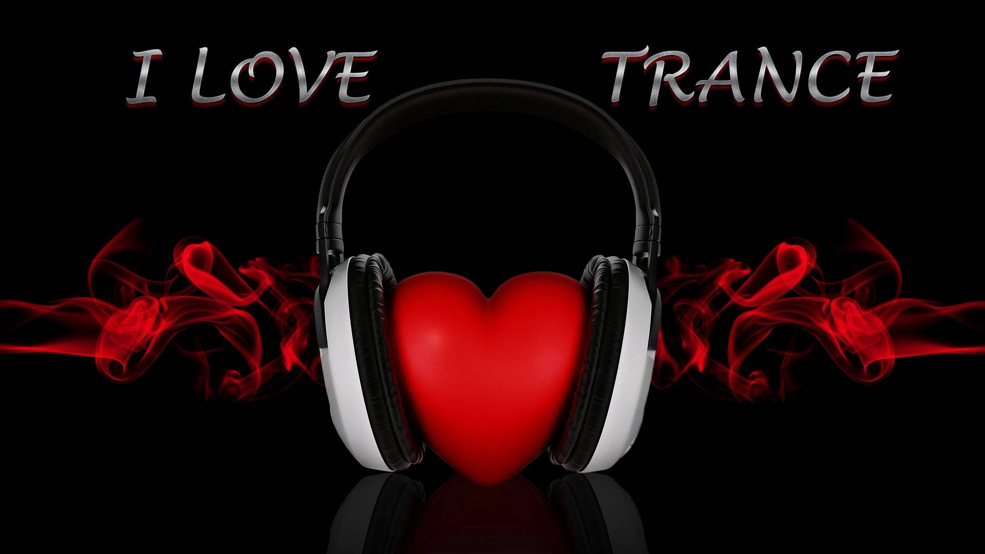 Red Heart With Headphone Background