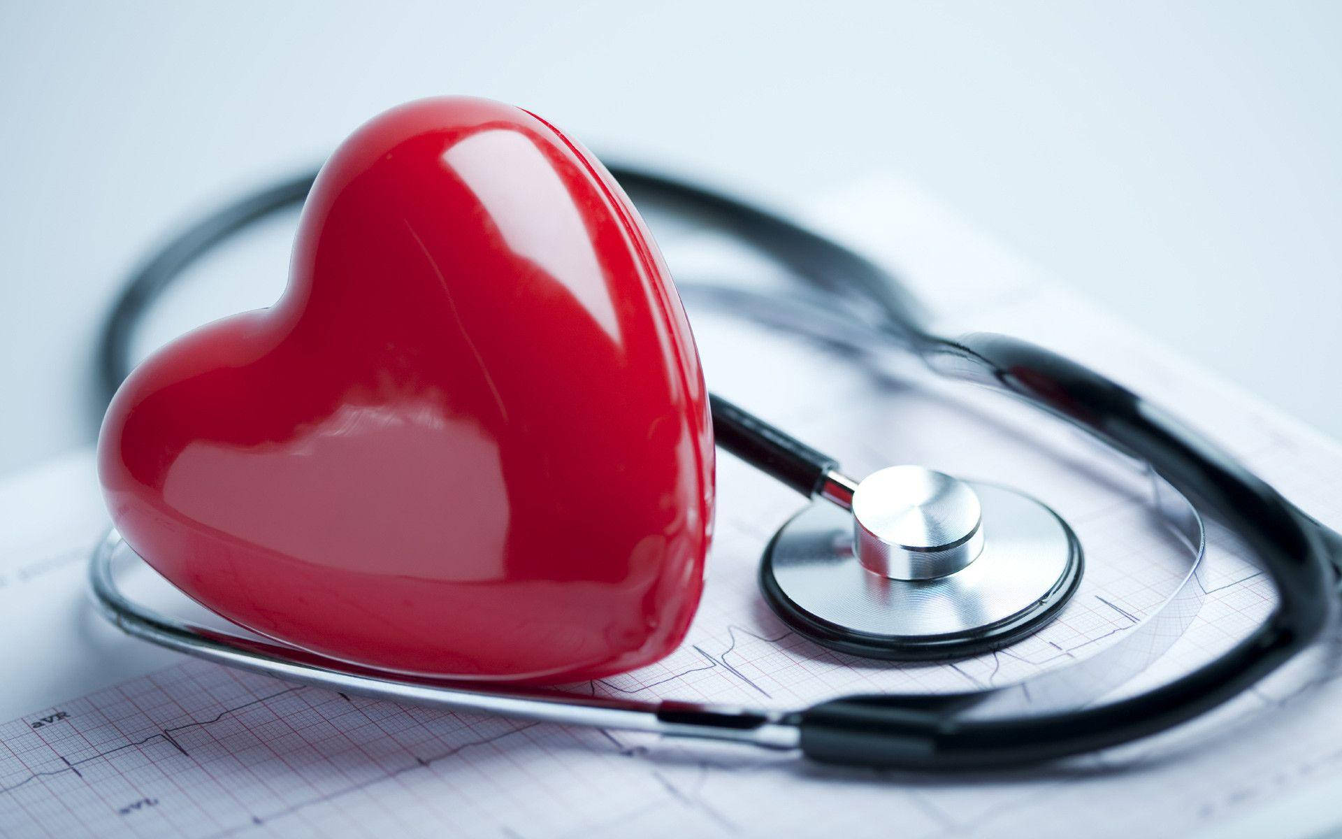 Red Heart With Medical Stethoscope Background