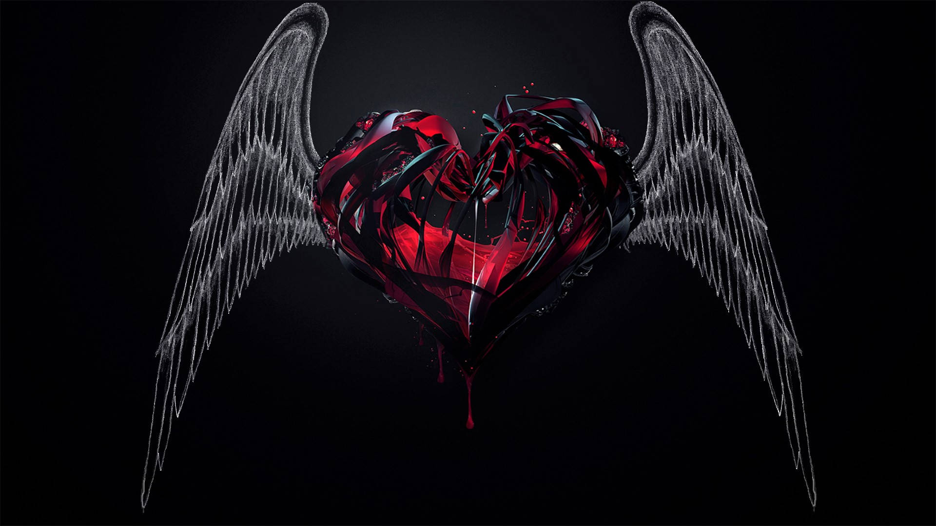 Red Heart With Wings Background