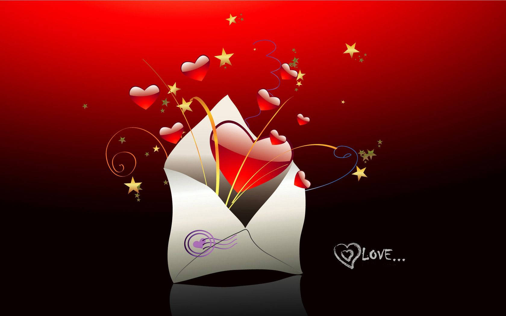 Red Hearts And Love Letter Background