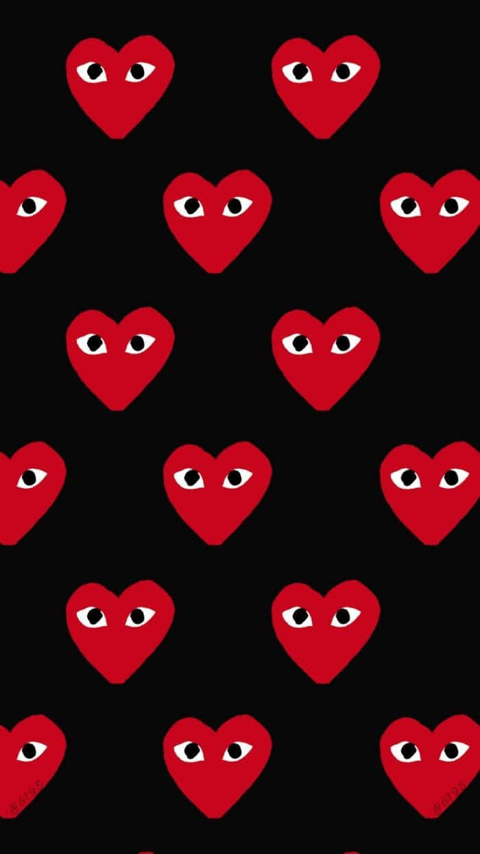 Red Hearts On Black Background
