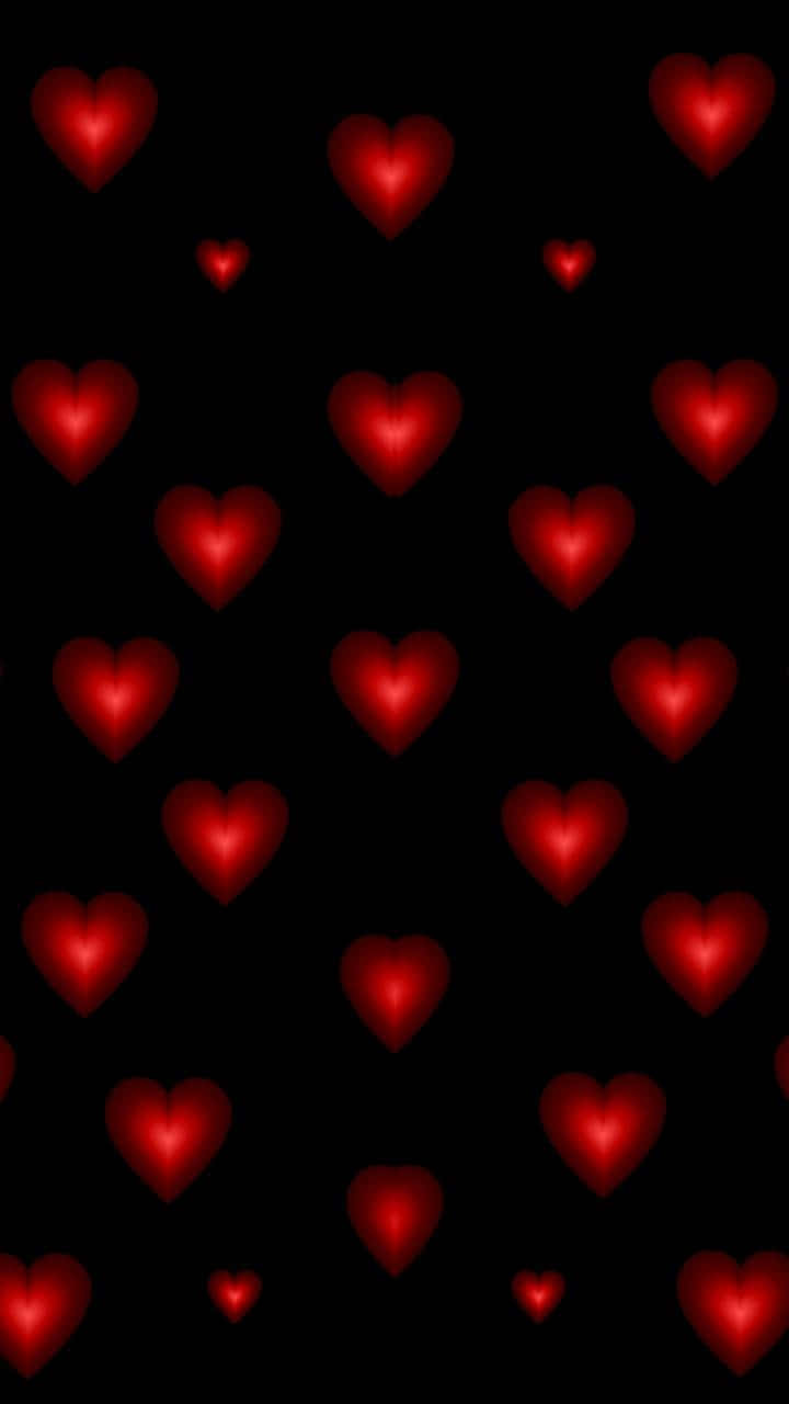 Red Hearts On Black Background