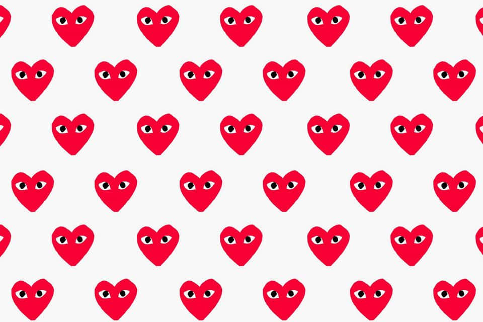 Red Hearts With Eyes On A White Background Background