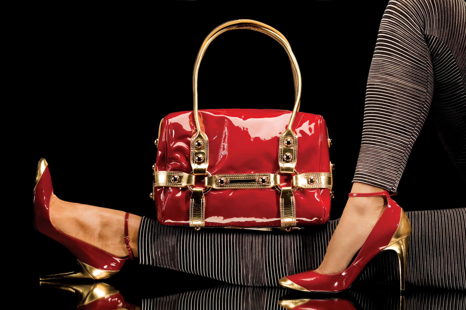 Red Heelsand Handbag Fashion Shoot Background