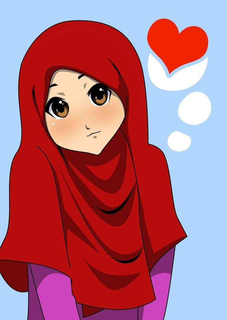 Red Hijab Cartoon