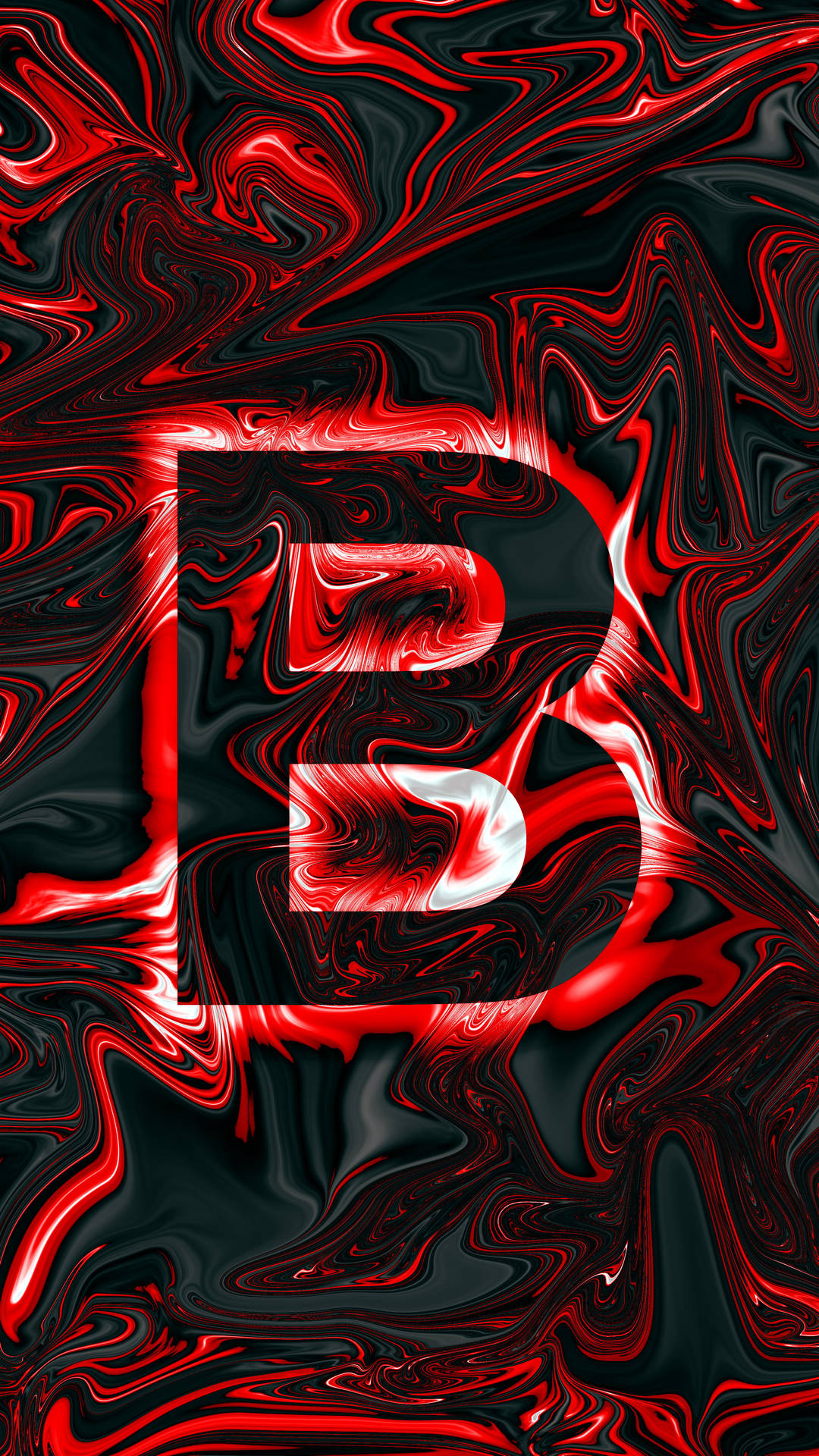 Red Holographic Letter B Background