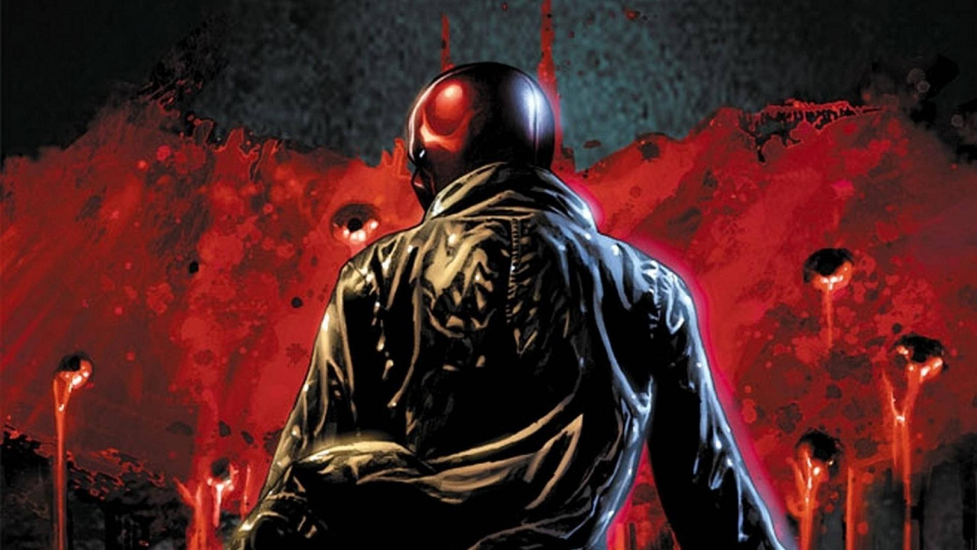 Red Hood Bloody Batman Emblem Background