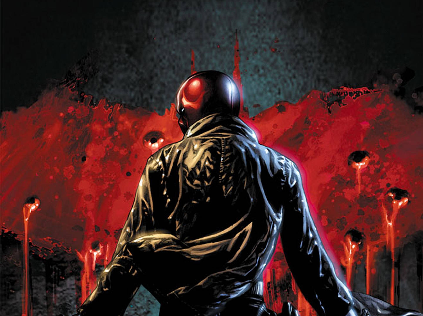 Red Hood Looking Back Background