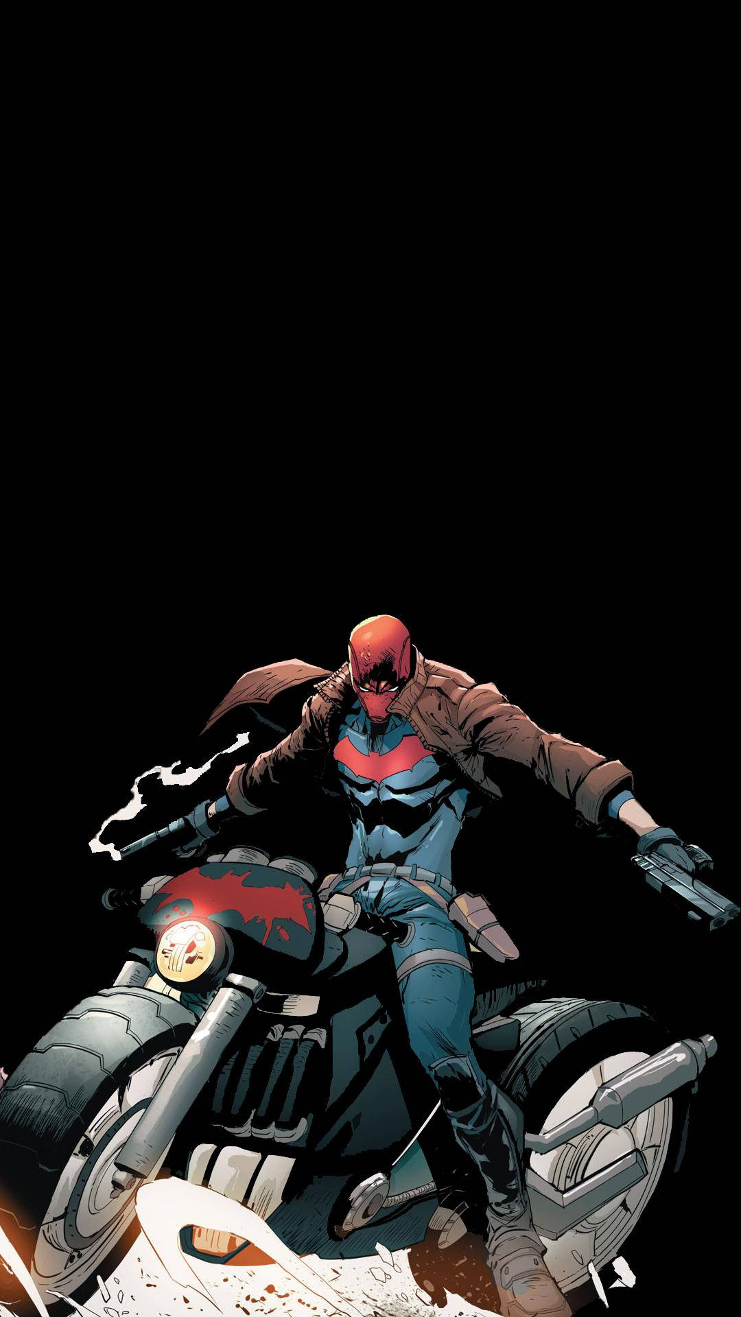 Red Hood On Motorcycle Background