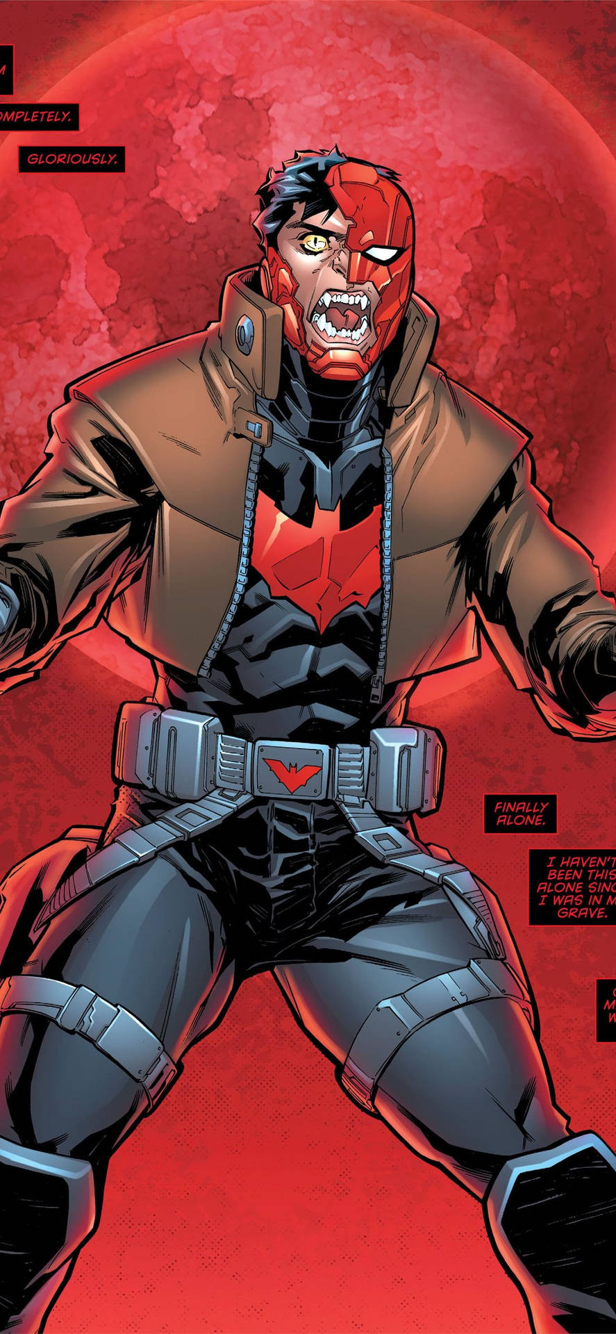 Red Hood With Broken Mask Background