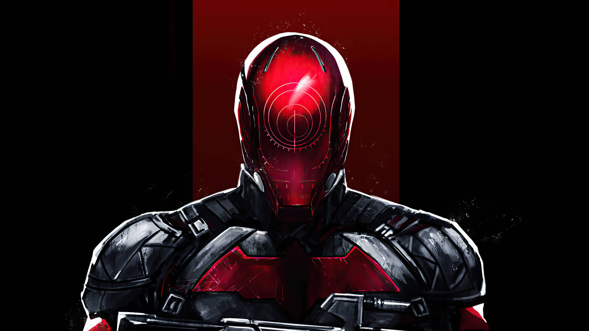 Red Hood With Shiny Helmet Background
