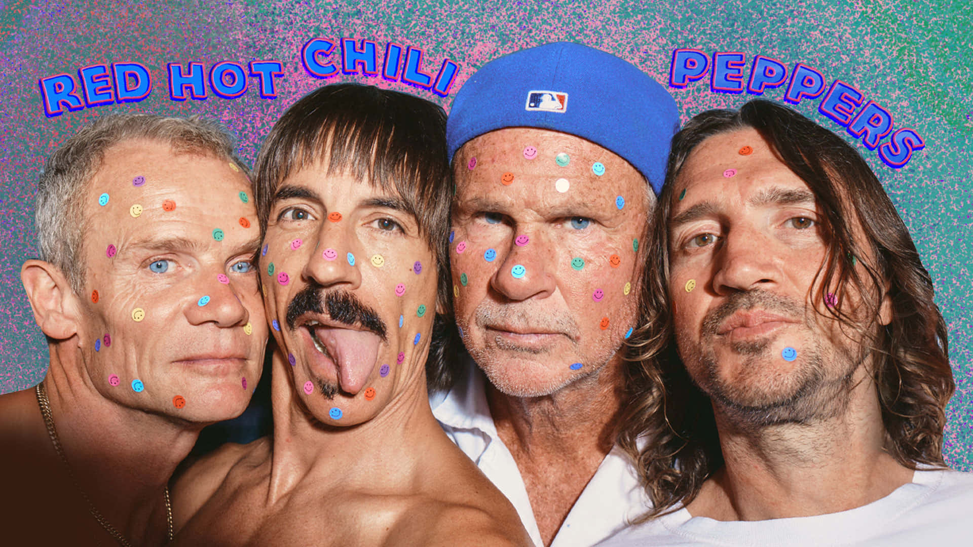 Red Hot Chili Peppers With Colorful Spots Background