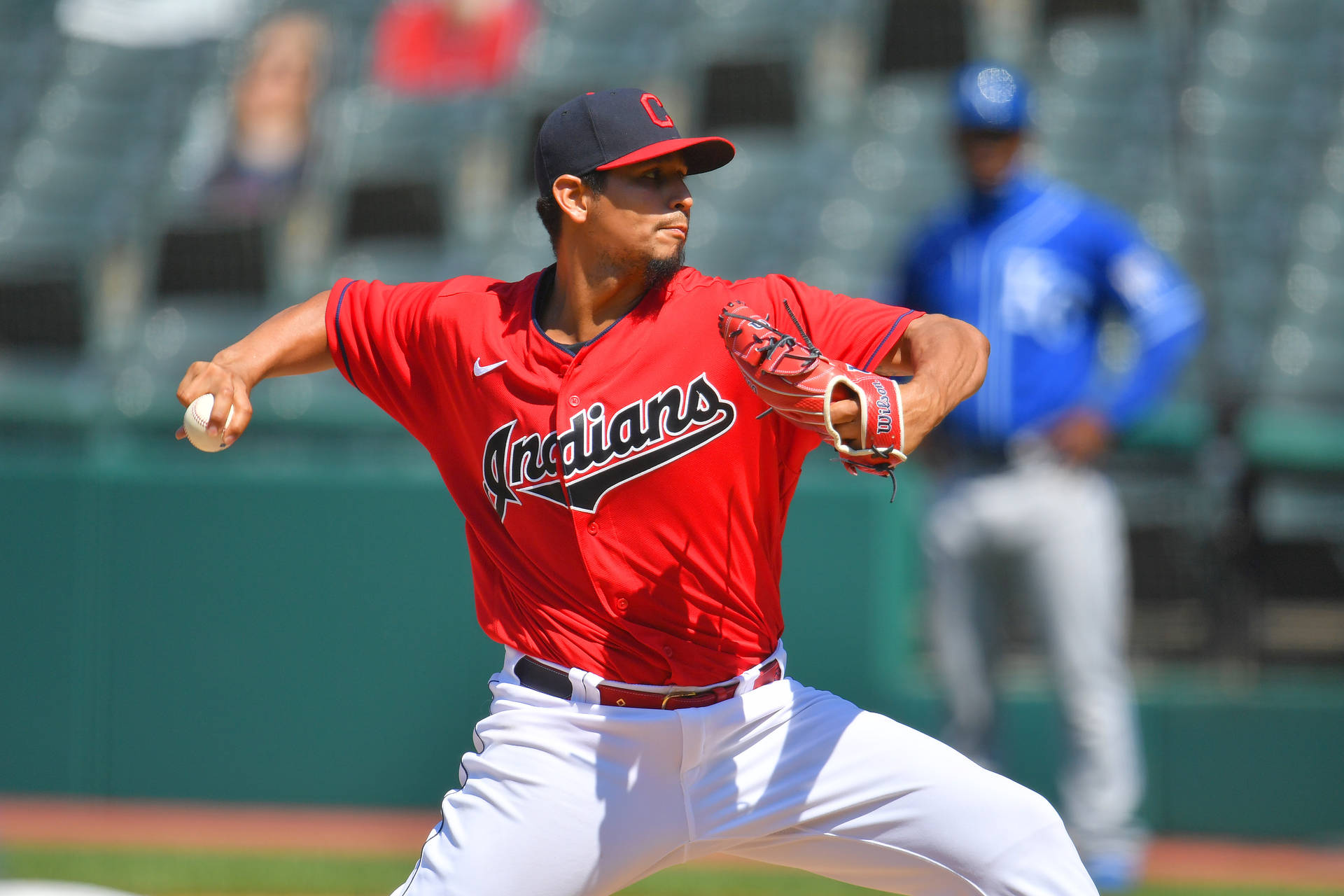 Red Indians Cleveland Carlos Carrasco On Sunny Day Background