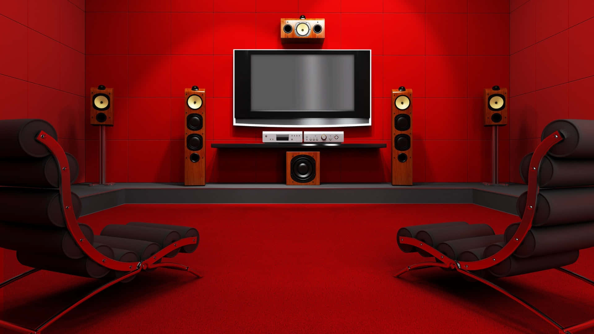 Red Interior Home Theater