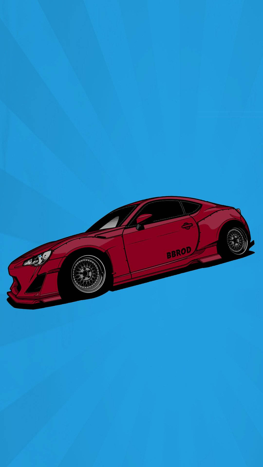 Red Jdm Car On Blue Background Background