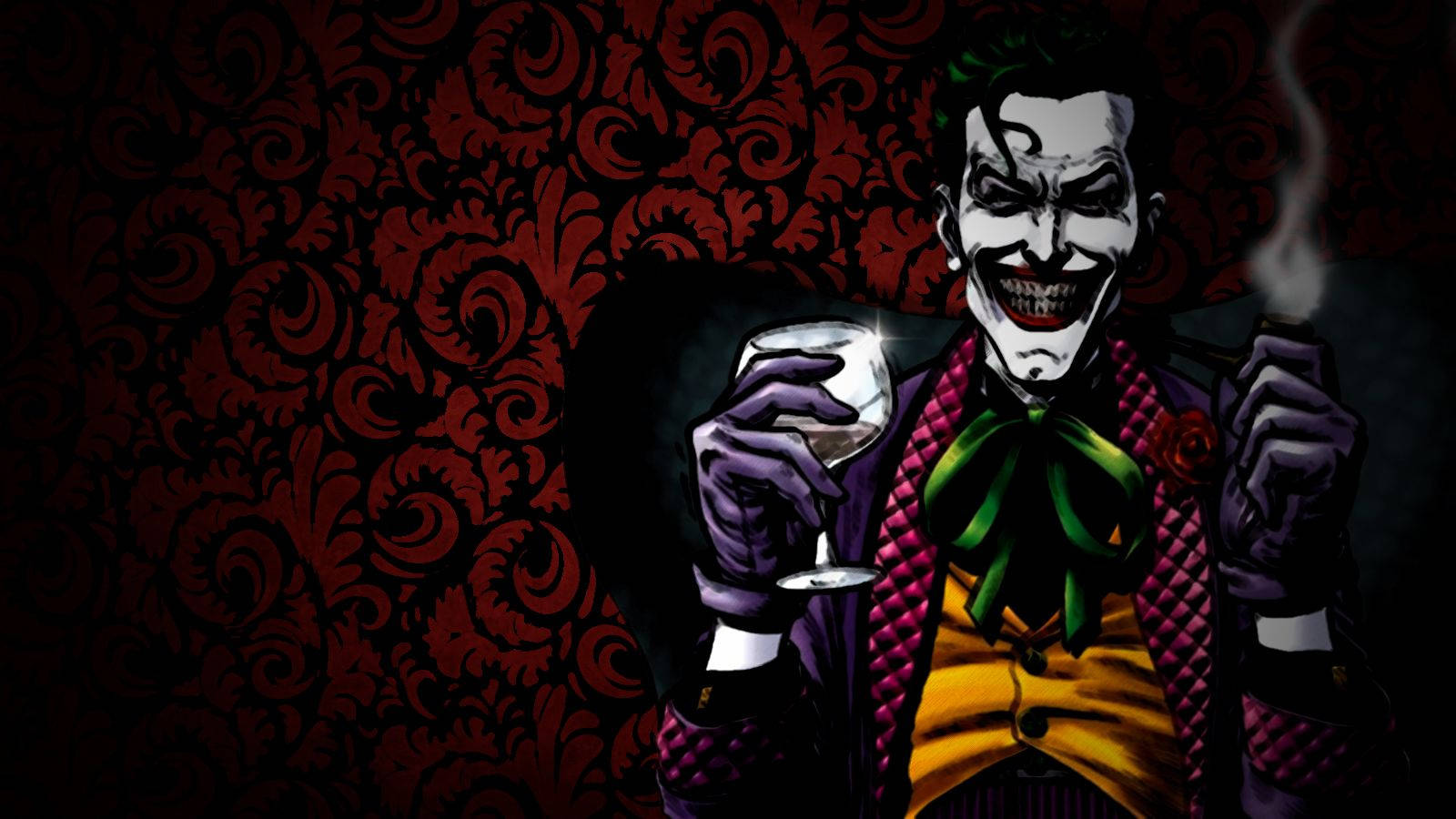 Red Joker Drinking Wine Background
