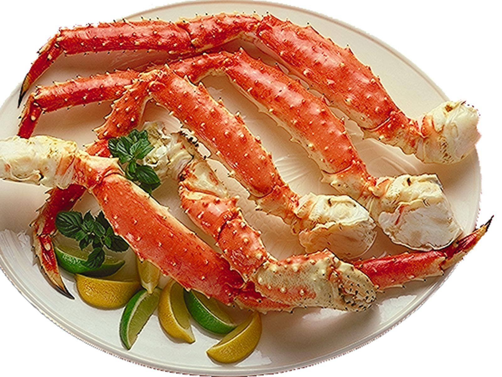 Red King Crab Legs On Plate Background