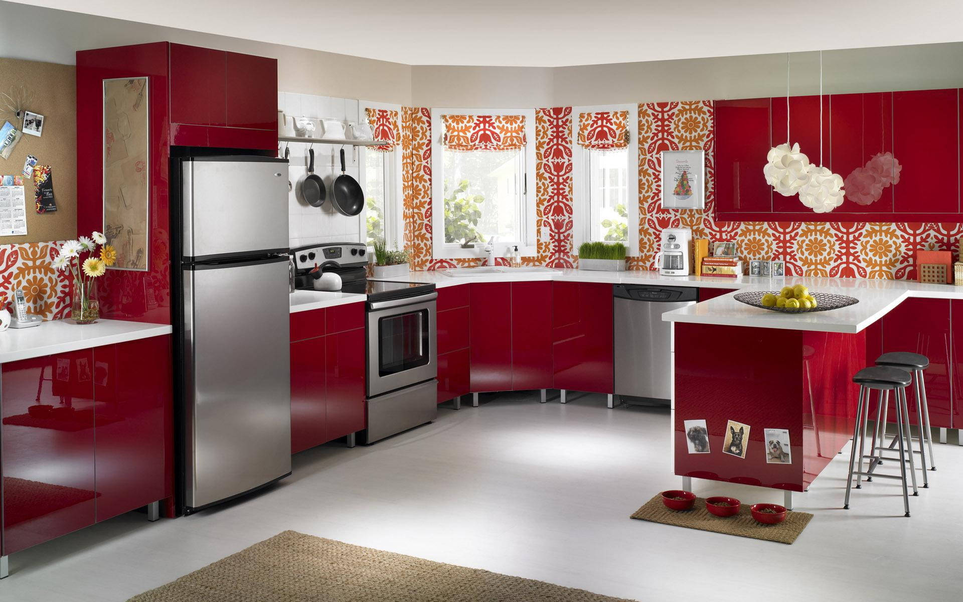 Red Kitchen Design Background