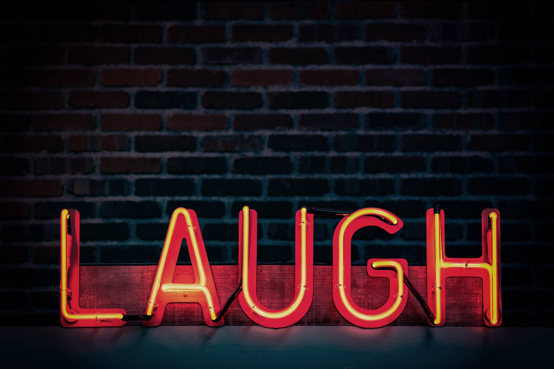 Red Laugh Neon Sign Background