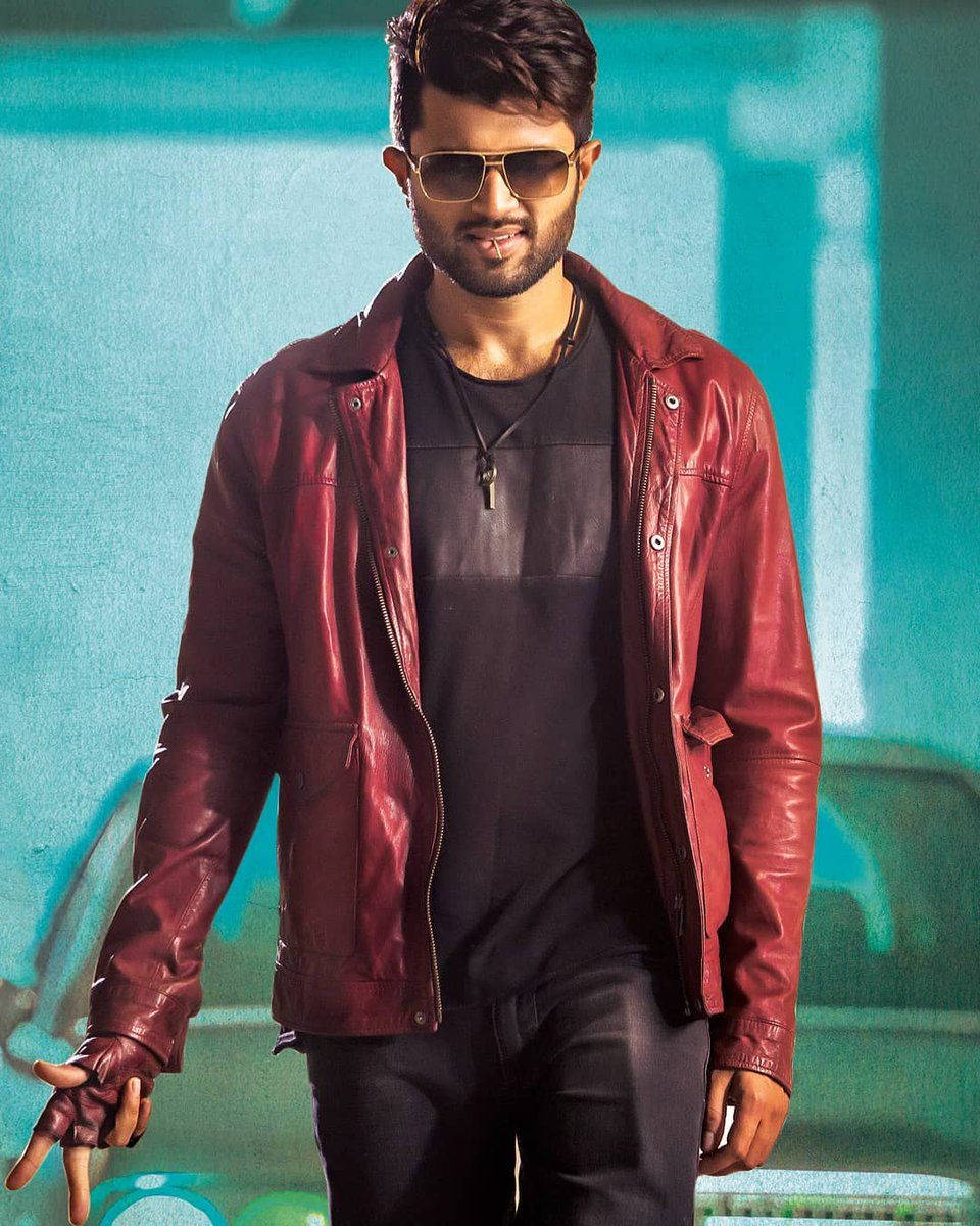 Red Leather Jacket Vijay Devarakonda Portrait