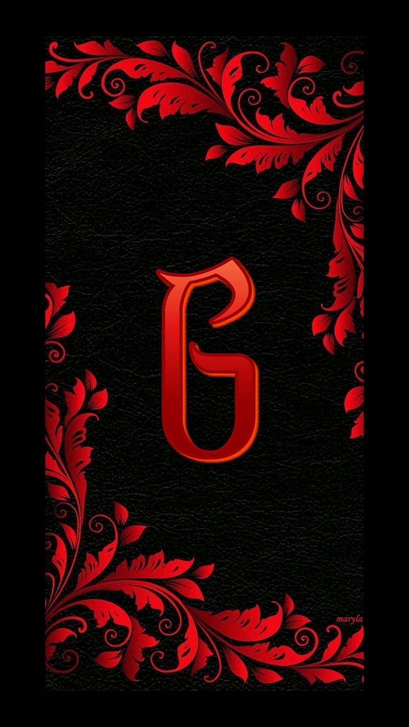 Red Leaves And Letter G Background