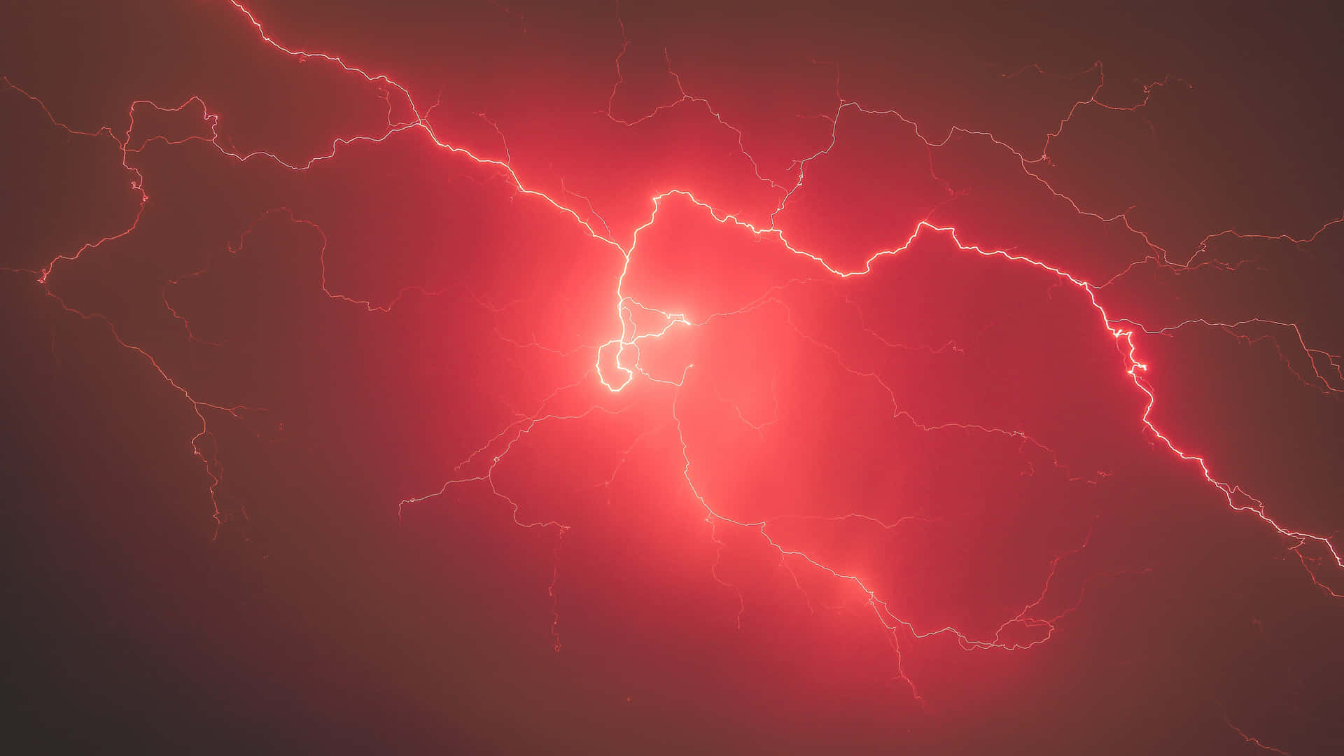 Red Lightning Bolts Dark Sky Background