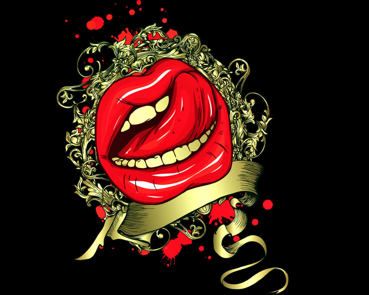 Red Lips Art Tongue Out