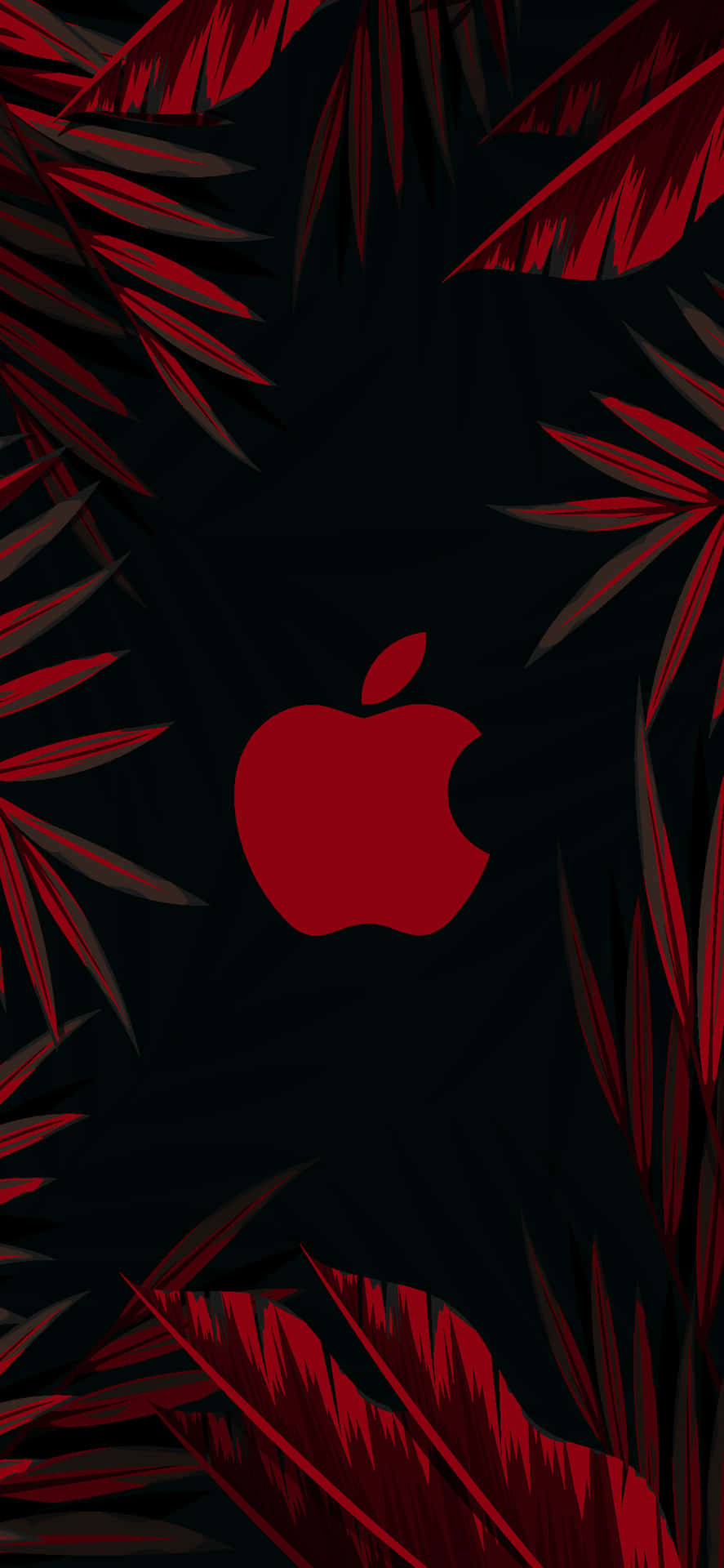 Red Logo With Leaf Amazing Apple Hd Iphone