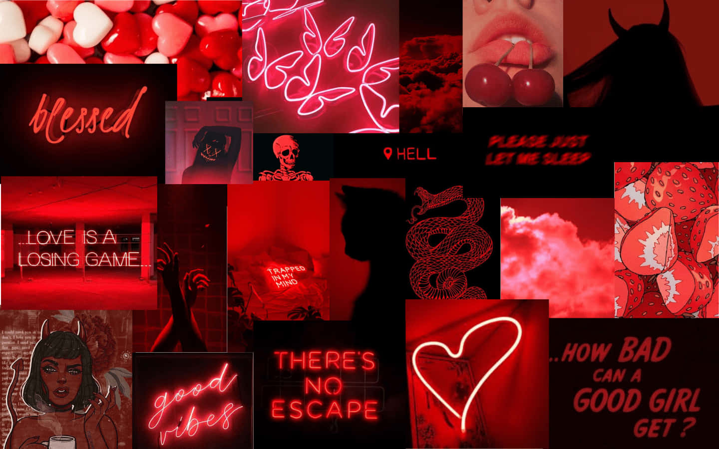 Red, Love, And A Collage Of Images Background