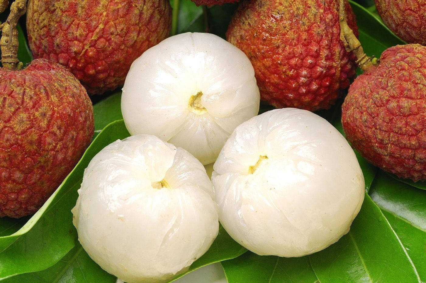 Red Lychees And White Flesh Fruit Background