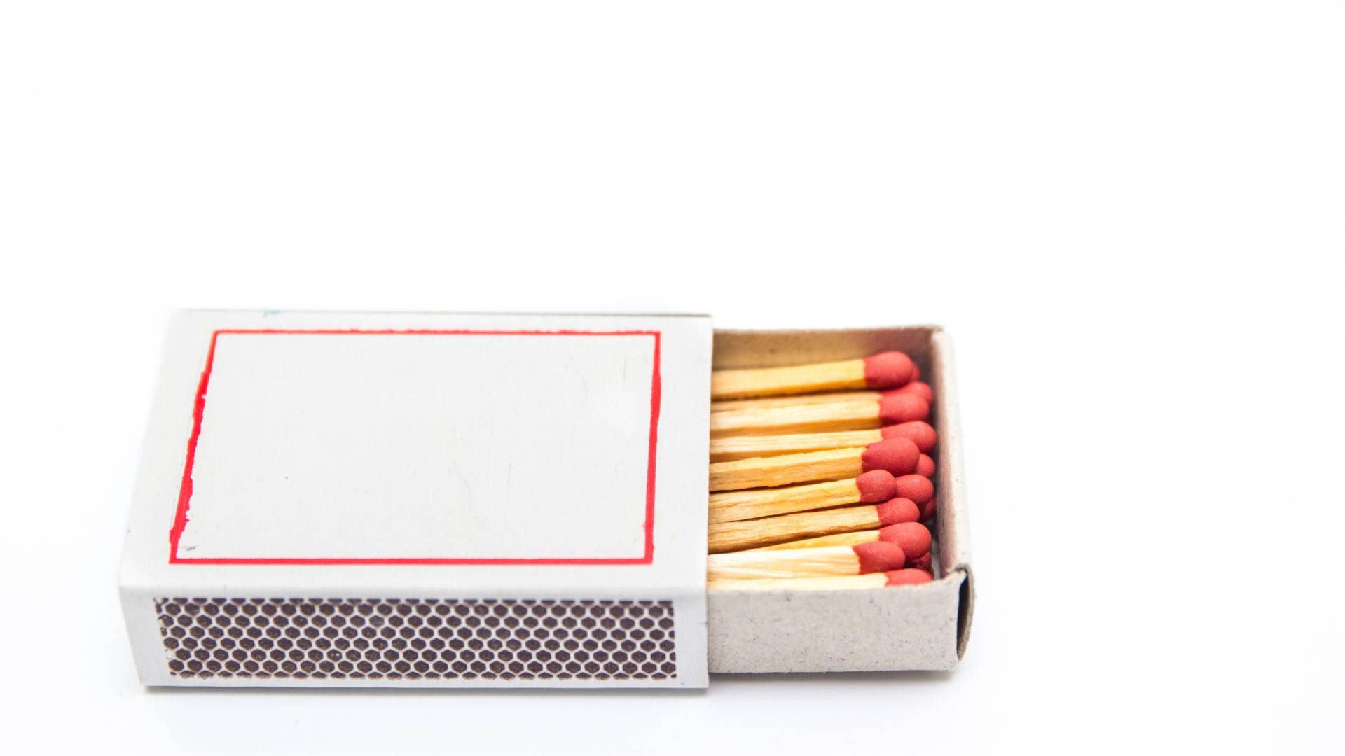 Red Matches In White Matchbox Background