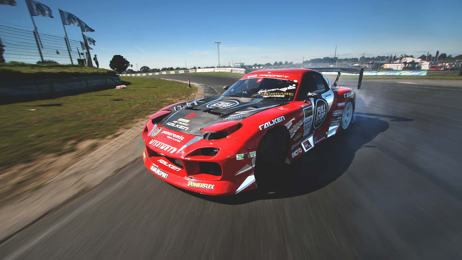 Red Mazda R X7 Drifting Action Background