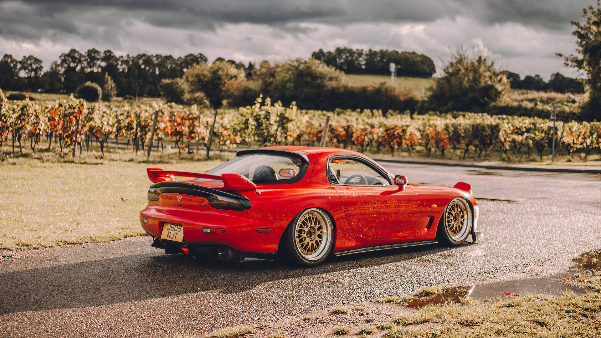 Red Mazda Rx7 Back View