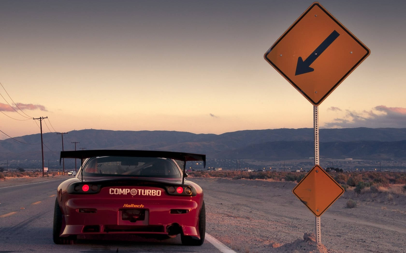 Red Mazda Rx7 Mountains Background