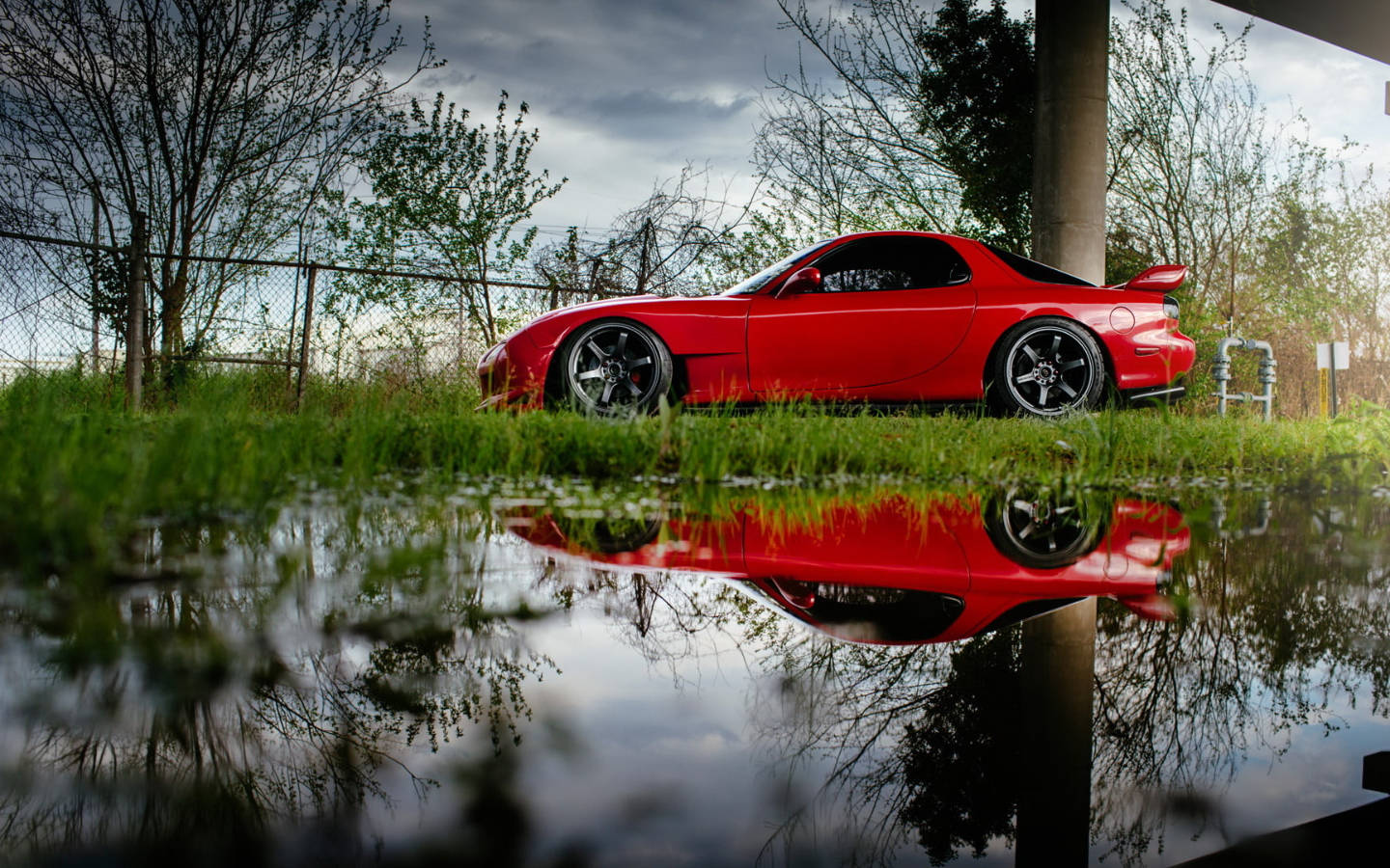 Red Mazda Rx7 Reflection Background