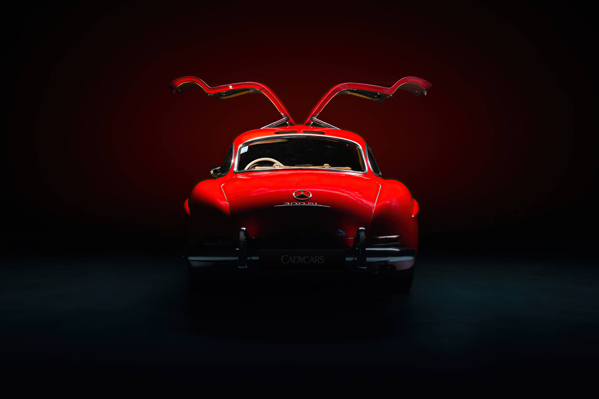 Red Mercedes Scissor Doors Car Background