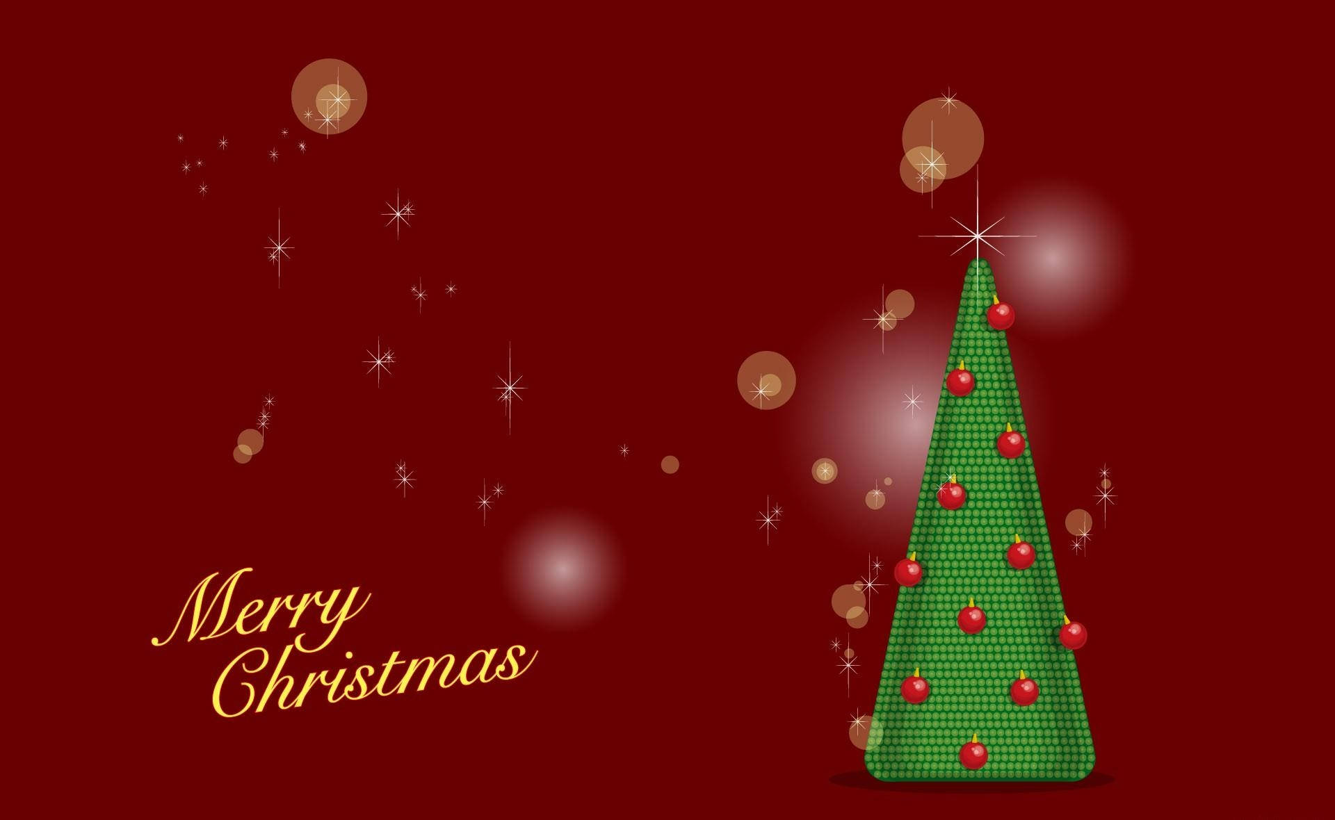 Red Merry Christmas Tree Digital Art Background