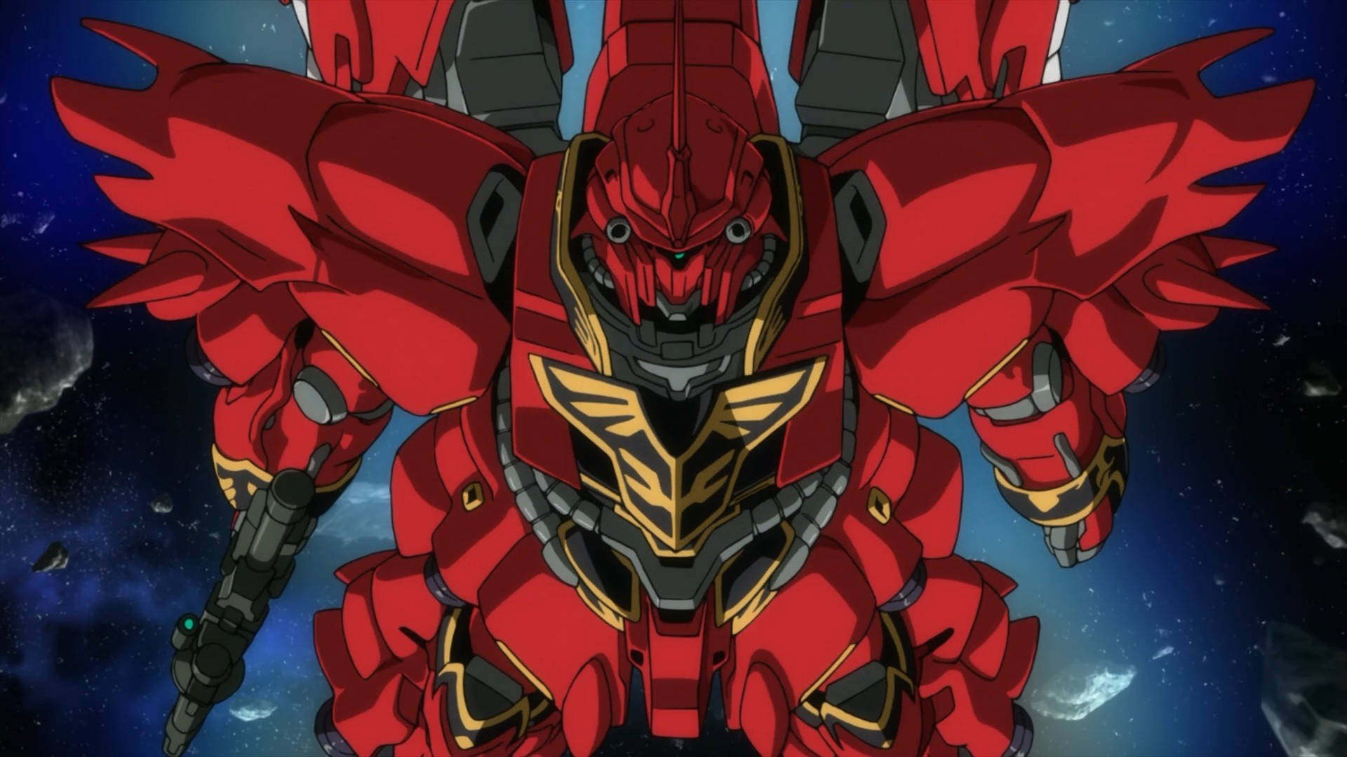Red Mobile Suit Gundam In Space Background