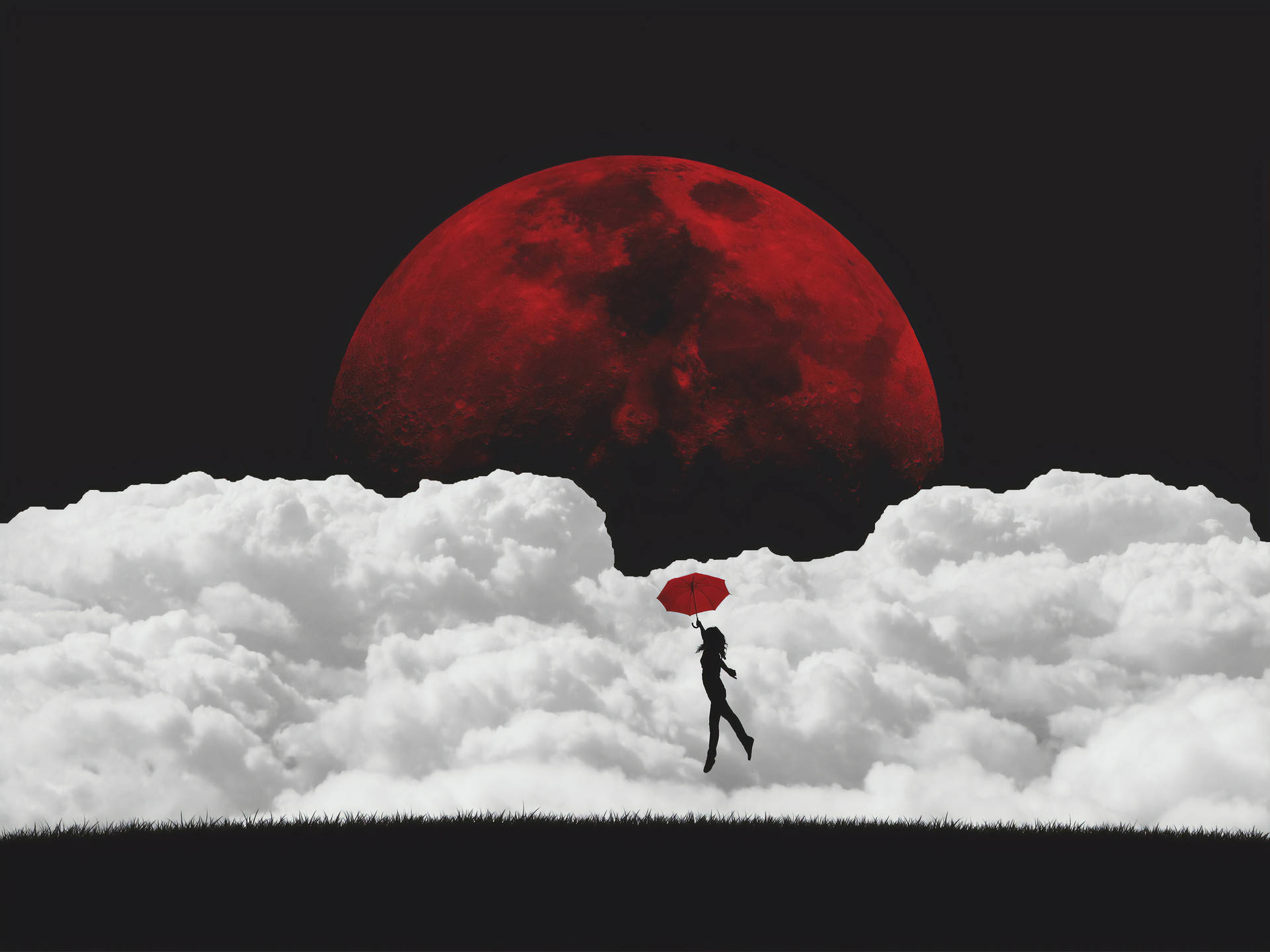 Red Moon Girl Dream Background