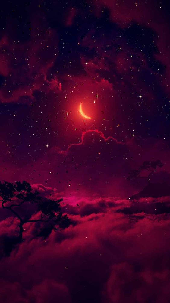 Red Moon In Dark Neon Iphone Background