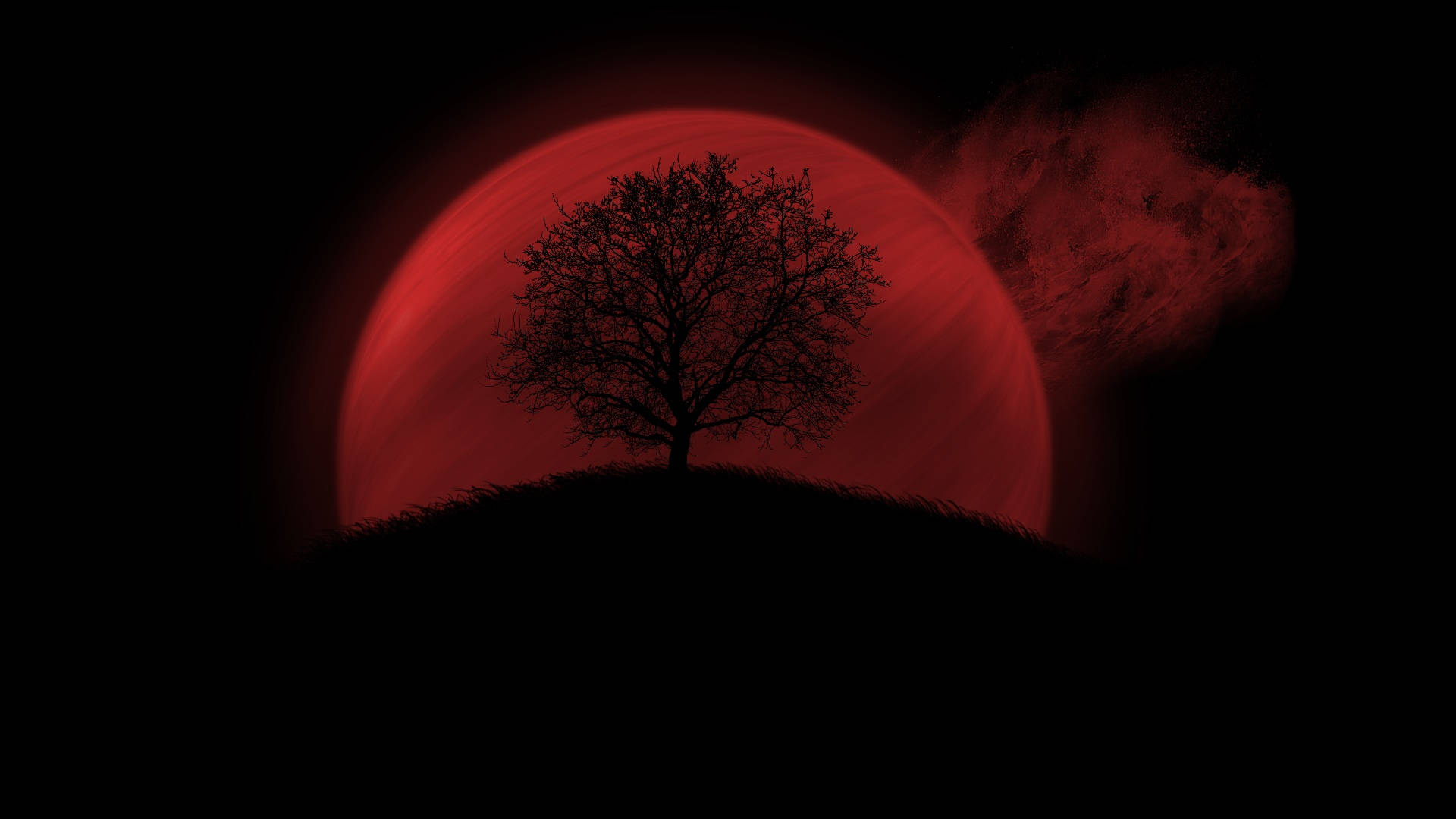 Red Moon Night Sky Background