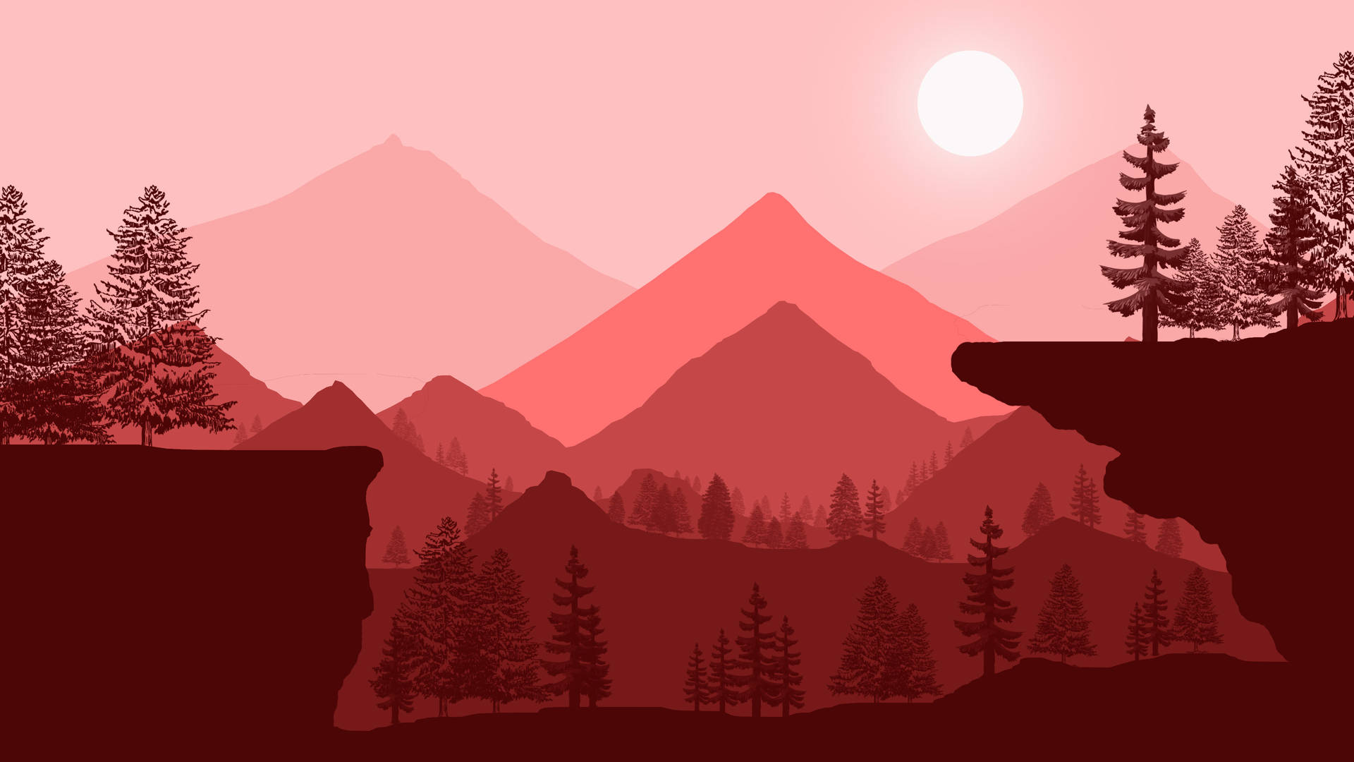 Red Mountain Digital Art Background
