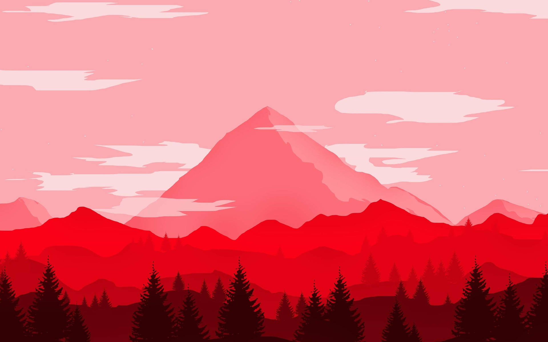 Red Mountain In Pink Sky Background