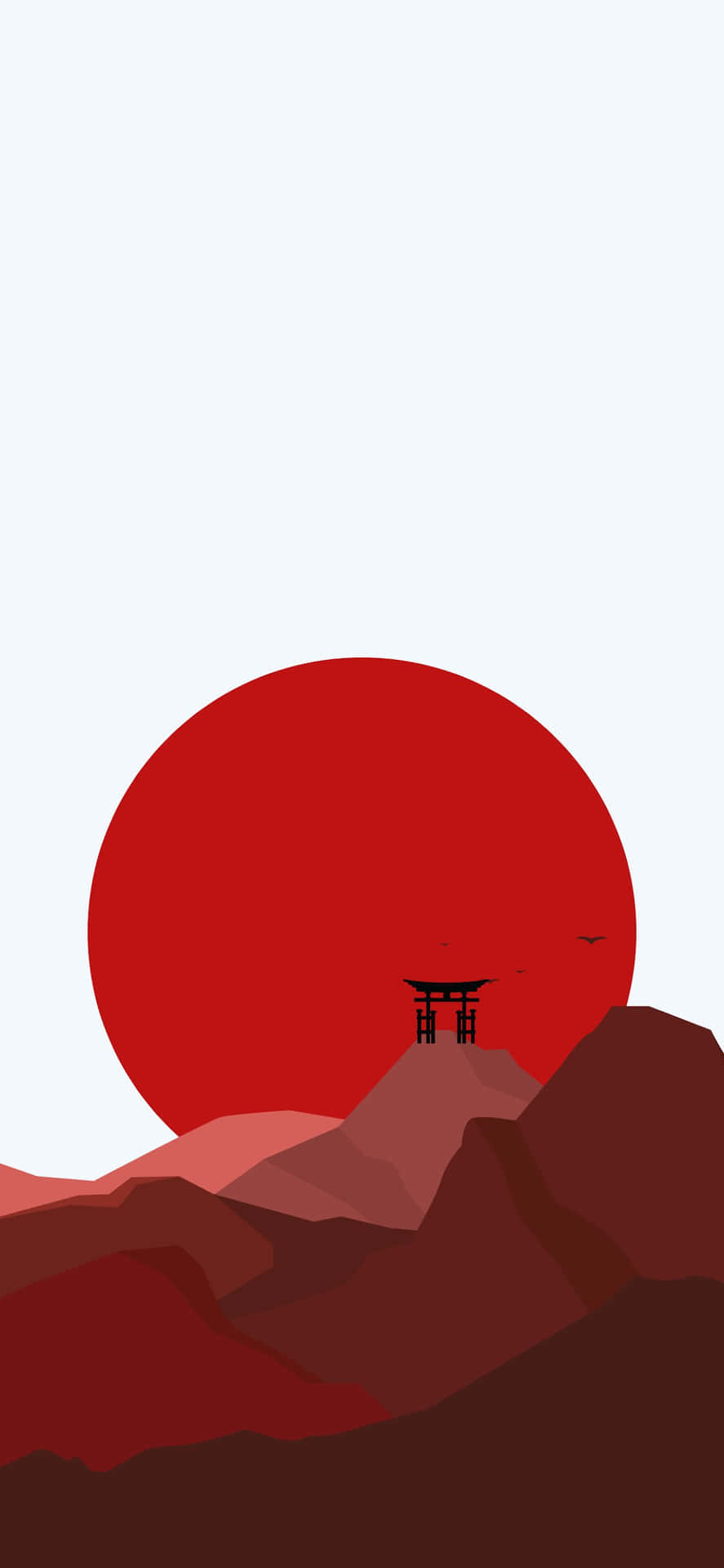 Red Mountains Japanese Minimalist Art Background